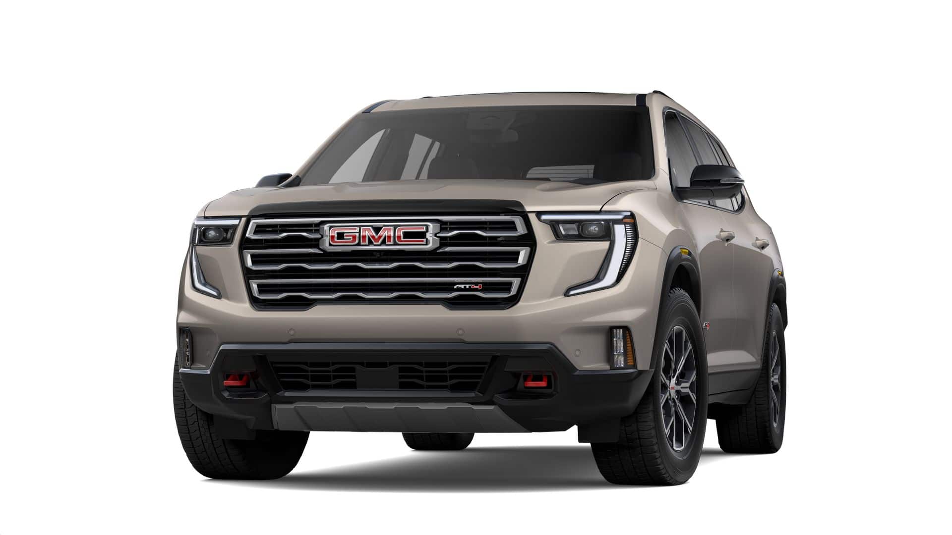 2026 GMC Acadia AT4 in Riverstone Metallic — front three-quarter view