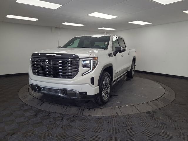 2023 GMC Sierra 1500 Denali Ultimate in White Frost Tricoat — front three-quarter view
